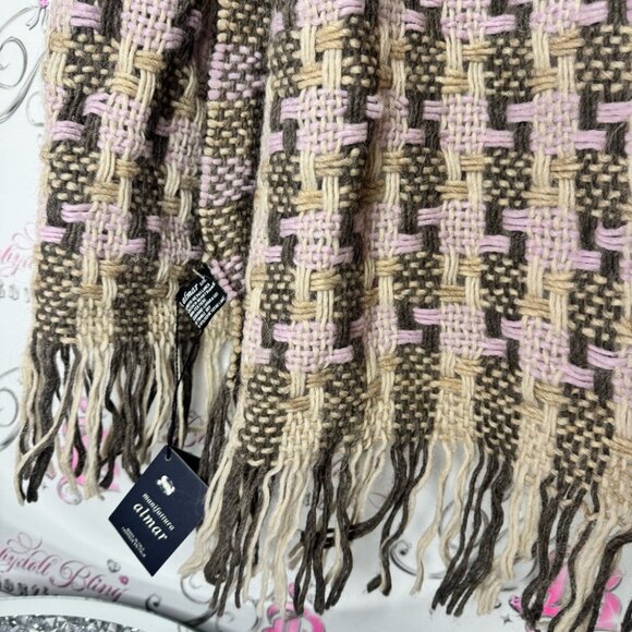Scarf Italy ๐ฎ๐น alpaca ๐ฆ wool Manifattura almar Elegant Brown Patterned Scarf - Picture 5 of 11